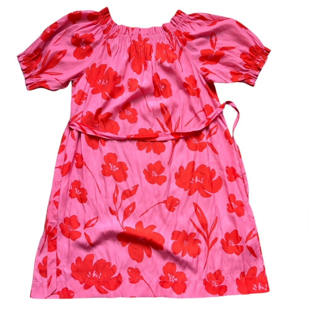 NWOT Mersea Ibiza two tone pink floral gathered neckline dress size small . - Picture 4 of 8